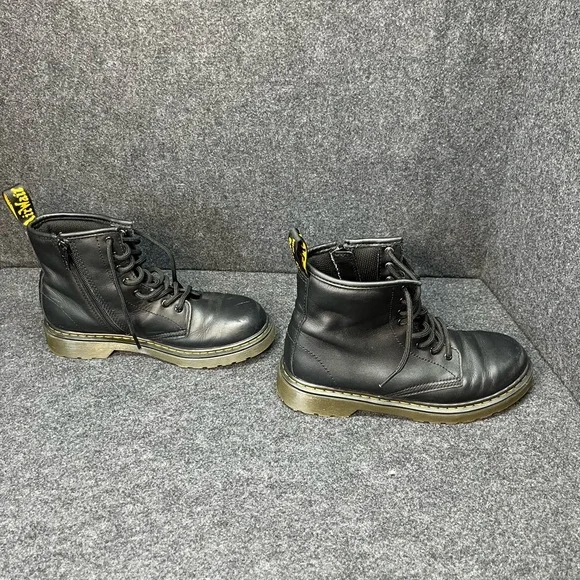 Dr. Martens Youth 1460J Combat Boots Black Leather Lace Up Side Zip Size 3 US - Picture 6 of 10